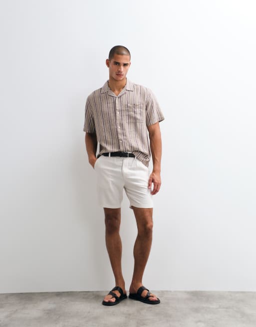 ASOS DESIGN – Locker geschnittenes Hemd aus Leinenmix in gestreiftem Braun, 2 von 5