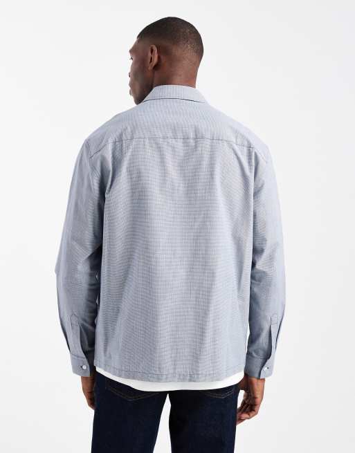 ASOS DESIGN – Locker geschnittenes Hemd in Blau kariert mit Stickerei auf der Brust, 3 von 5