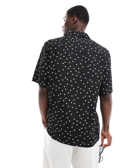 ASOS DESIGN – Locker geschnittenes Hemd in gepunktetem Schwarz mit Reverskragen, 4 von 4