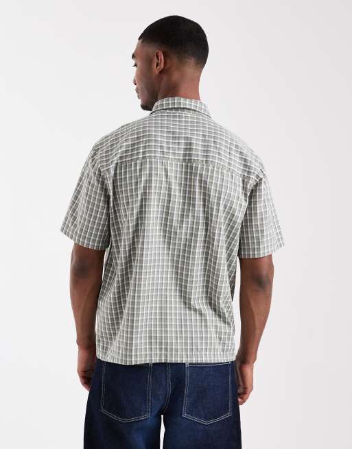 ASOS DESIGN – Locker geschnittenes Hemd in grün kariert mit Stickerei auf der Brust, 3 von 5
