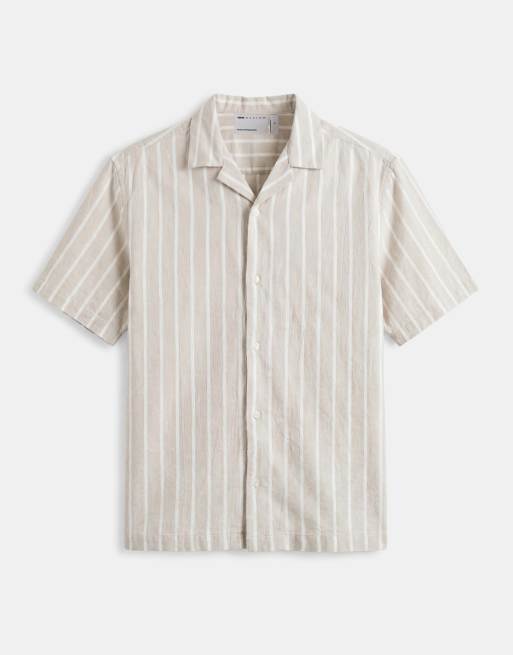 ASOS DESIGN – Locker geschnittenes Hemd in grüner Leinenoptik mit Streifen, Kombiteil, 6 von 9
