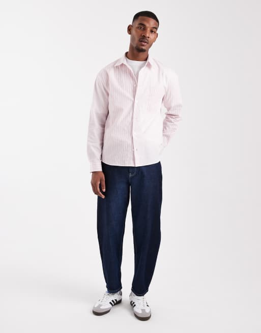 ASOS DESIGN – Locker geschnittenes Hemd in Rosa mit Patchwork-Streifenmuster, 2 von 5