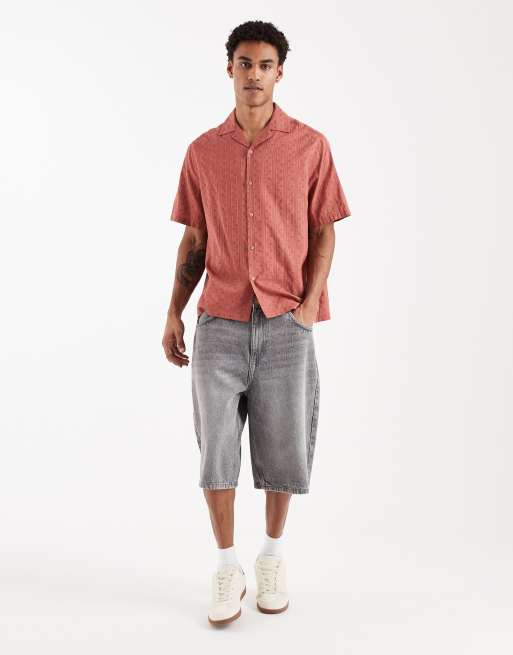 ASOS DESIGN – Locker geschnittenes Hemd in Rostrot mit Struktur und Reverskragen, 2 von 5