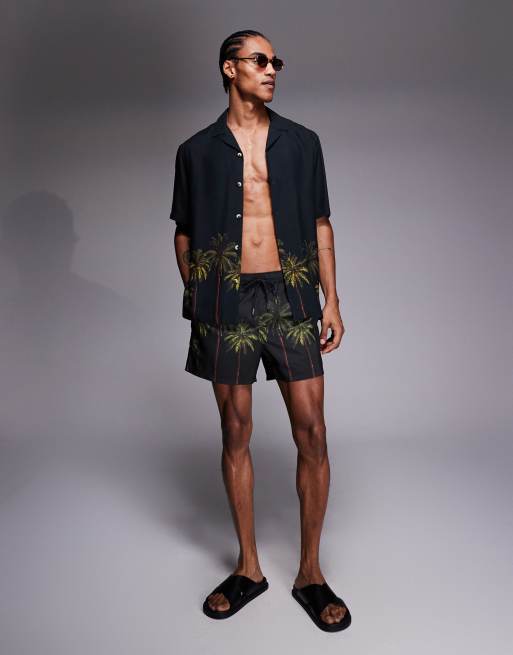 ASOS DESIGN – Set in Schwarz mit Palmenmuster, 3 von 3