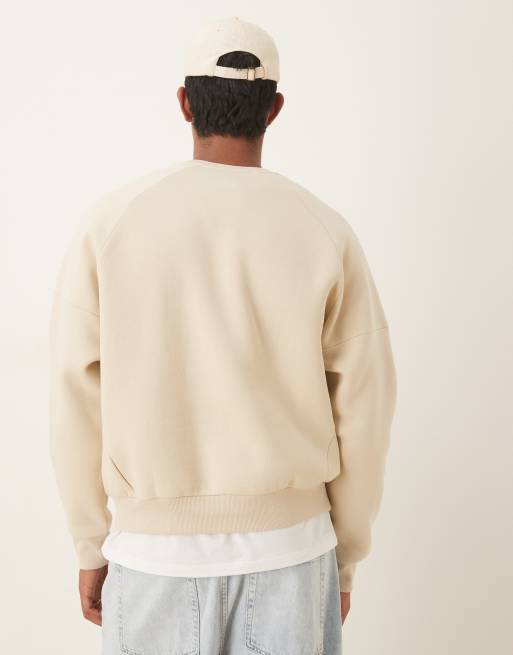 ASOS DESIGN – Locker geschnittenes, kastiges Sweatshirt in Beige, 3 von 5