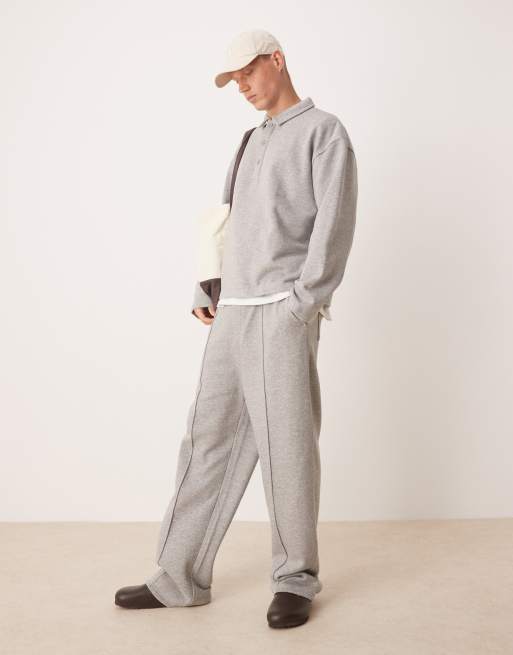 ASOS DESIGN – Locker geschnittenes Polo-Sweatshirt in meliertem Grau, Kombiteil, 2 von 4