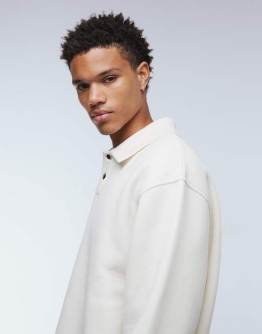 ASOS DESIGN – Locker geschnittenes Polo-Sweatshirt in Steinbeige mit geripptem Kragen, 4 von 5