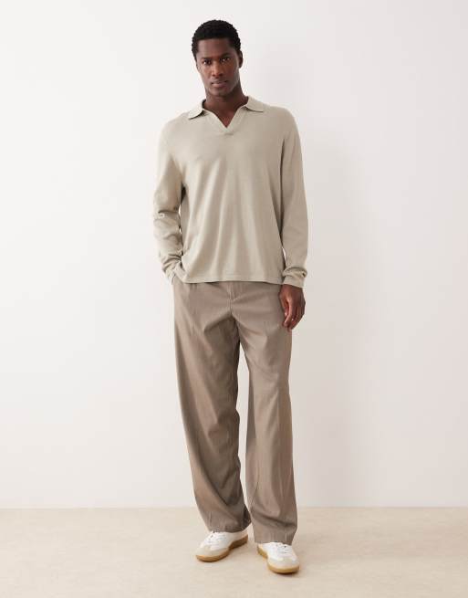 ASOS DESIGN – Locker geschnittenes Polohemd aus Strick in Salbeigrün mit eingekerbtem Ausschnitt, 2 von 5