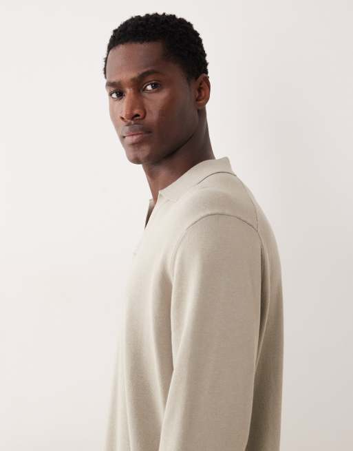 ASOS DESIGN – Locker geschnittenes Polohemd aus Strick in Salbeigrün mit eingekerbtem Ausschnitt, 5 von 5
