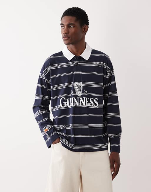 ASOS DESIGN – Locker geschnittenes Polohemd in Marineblau mit „Guinness“-Print, 3 von 5
