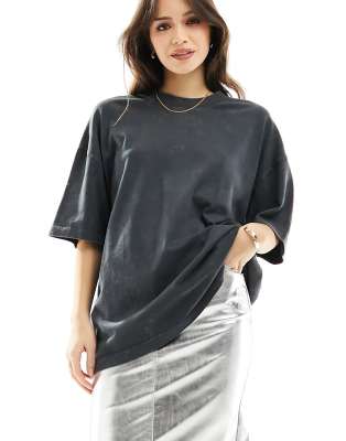 ASOS DESIGN - Locker geschnittenes, schweres Oversize-T-Shirt in verwaschenem Anthrazit-Grau