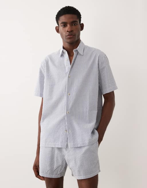 ASOS DESIGN – Set aus Seersucker in Marineblau mit Streifen, 3 von 3