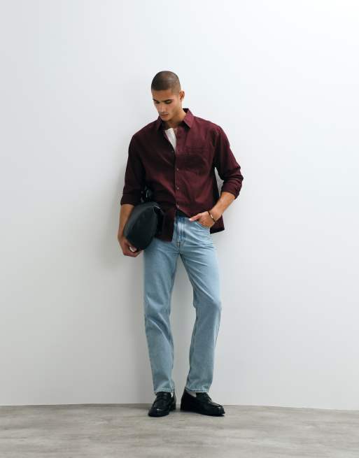ASOS DESIGN – Locker geschnittenes, strukturiertes Hemd in Burgunderrot, 3 von 5