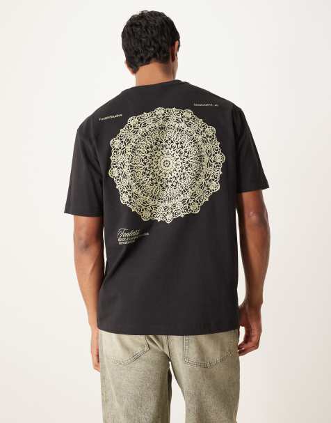 ASOS DESIGN – Locker geschnittenes T-Shirt aus schwerem Material in Schwarz mit Rückenprint - view 1