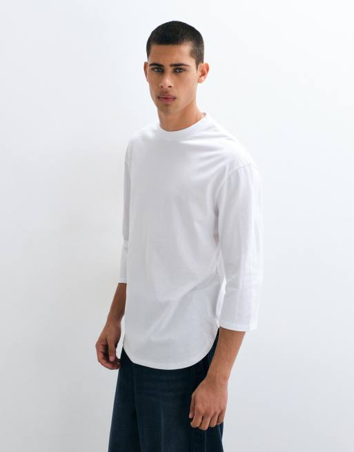 ASOS DESIGN locker geschnittenes T-Shirt in 3/4-Länge mit abgerundetem Saum in Weiß, 5 von 9