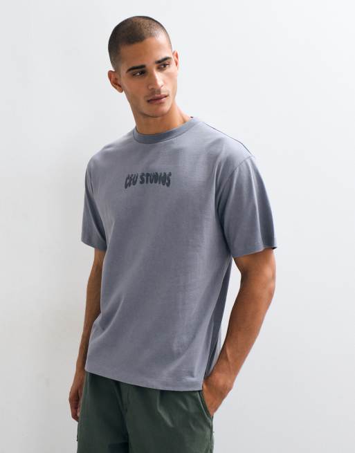 ASOS DESIGN – Locker geschnittenes T-Shirt in grauer Waschung mit Schriftzug, 5 von 5