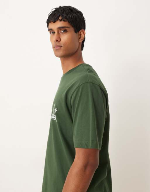 ASOS DESIGN – Locker geschnittenes T-Shirt in Grün mit Print auf der Brust, 4 von 5