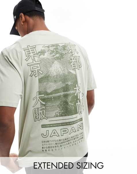 ASOS DESIGN – Locker geschnittenes T-Shirt in Grün mit Souvenir-Rückenprint - view 1