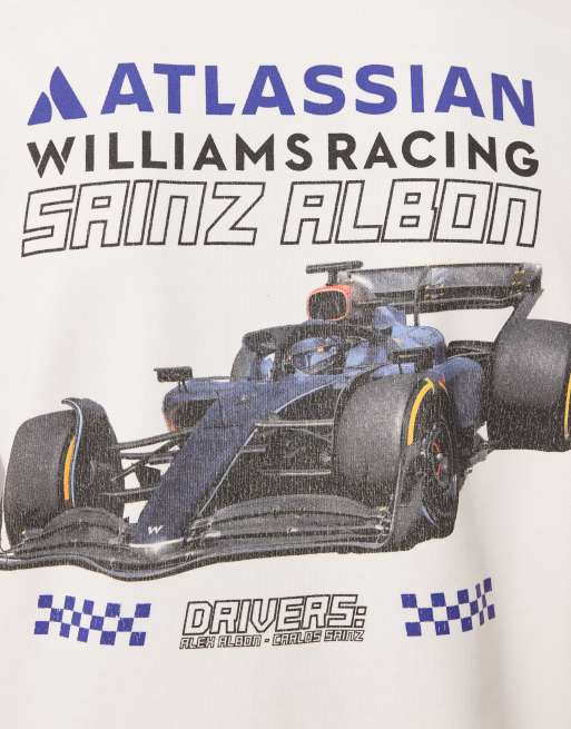 ASOS DESIGN – Locker geschnittenes T-Shirt in Weiß mit Rundhalsausschnitt und „Williams Racing“-Print, 5 von 5