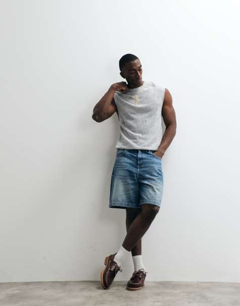 ASOS DESIGN – Locker geschnittenes Tanktop aus gestricktem Netzstoff in Hellgrau - view 1