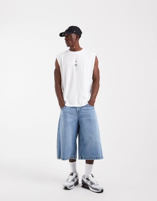 Locker geschnittenes Tanktop in Weiß mit Himmelskörper-Print Weiß L