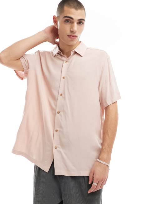 ASOS DESIGN – Locker geschnittenes Viskose-Hemd in Staubrosa