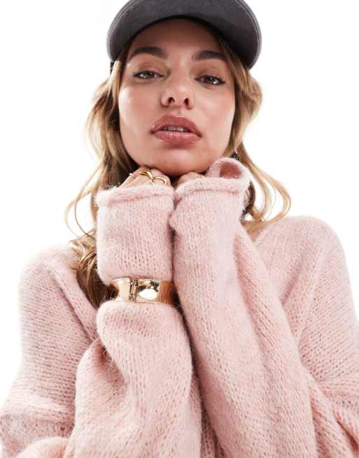 Oversized Pink Rollkragenpullover Oversize Pullover