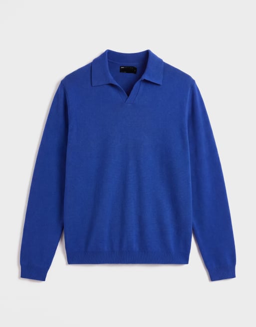 ASOS DESIGN locker gestricktes Oberteil mit Schlitzkragen in Blau, 6 von 9