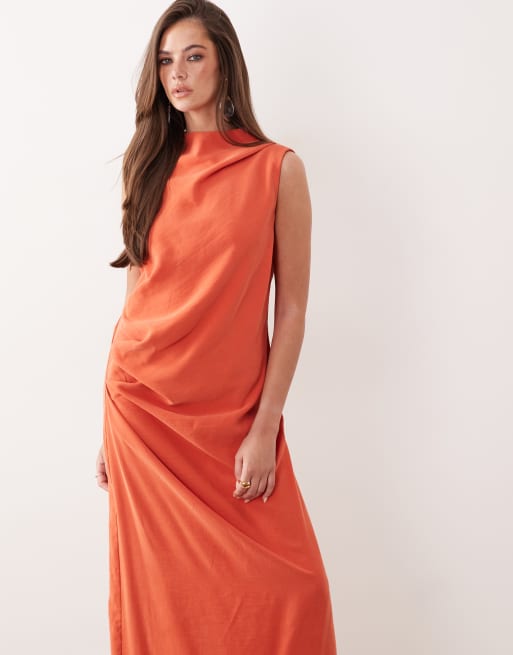 ASOS DESIGN – Locker sitzendes Maxikleid in Orange mit geradem Schnitt, 2 von 4