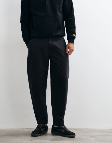 ASOS DESIGN lockere Barrel-Hose mit Falten in Schwarz - view 1