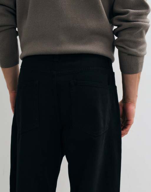 ASOS DESIGN lockere Barrel-Hose mit sichtbaren Knöpfen in Schwarz, 4 von 5