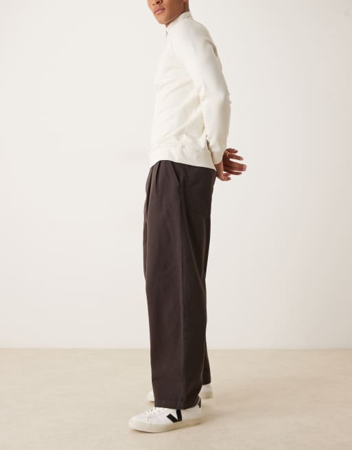 ASOS DESIGN lockere Hose in Braun mit doppelten Bundfalten, 3 von 5