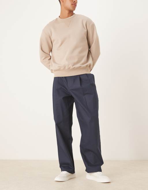 ASOS DESIGN lockere Hose in Marineblau mit Gürtel - NAVY, 2 von 5