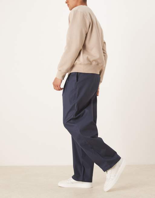 ASOS DESIGN lockere Hose in Marineblau mit Gürtel - NAVY, 3 von 5