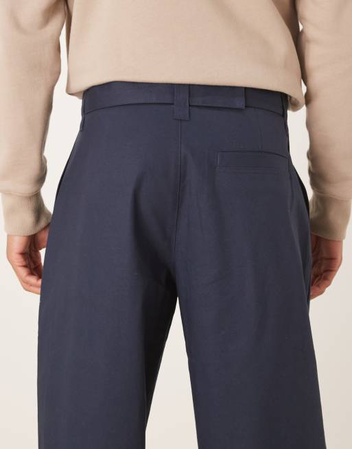 ASOS DESIGN lockere Hose in Marineblau mit Gürtel - NAVY, 5 von 5