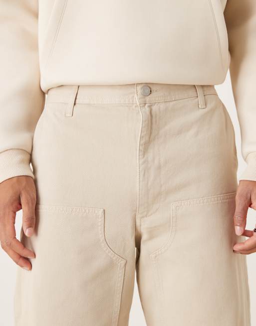 ASOS DESIGN lockere Hose in Stone mit Carpenter-Details, 4 von 5