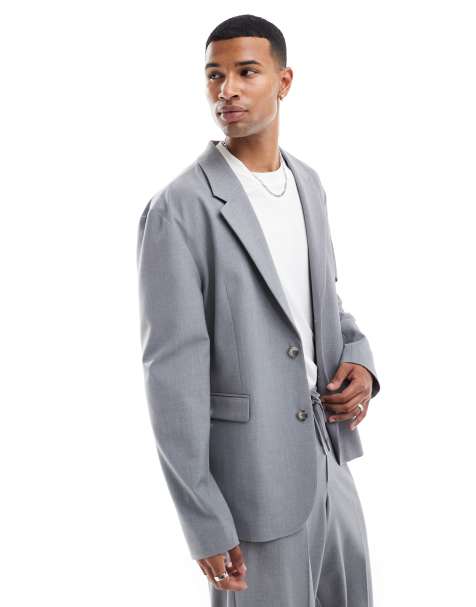 ASOS DESIGN – Lockere kastige Anzugjacke in Grau - view 1