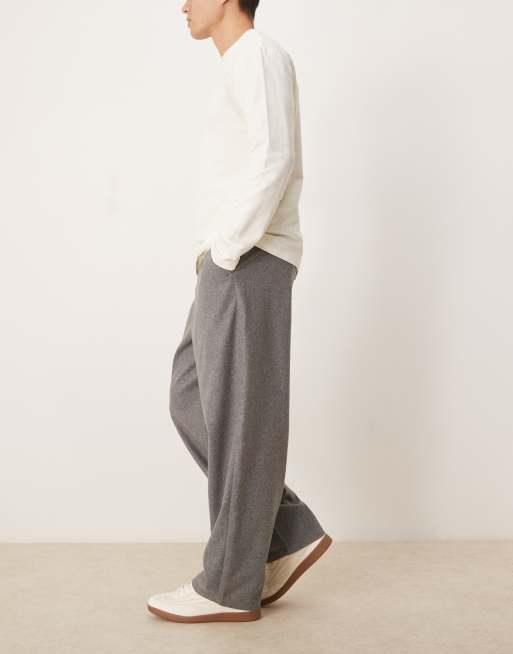 ASOS DESIGN lockere Pull-on-Hose in Grau mit Wolle - GREY, 3 von 5