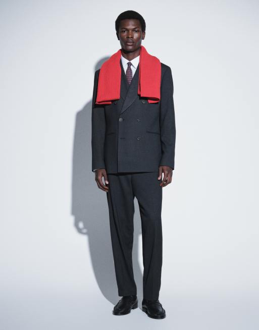 ASOS DESIGN lockere, schmal zulaufende Anzughose in Schwarz mit Hahnentrittmuster, 5 von 5