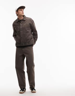 Lockere Straight-Jeans in brauner Waschung, Kombiteil-Brown Brown 52 Short