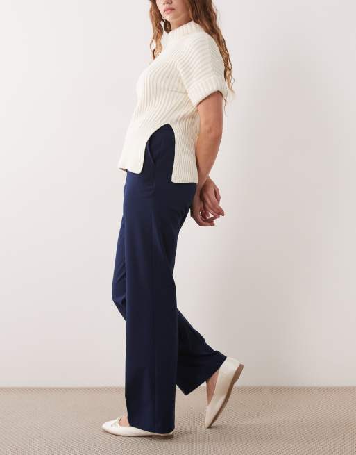 ASOS DESIGN lockere Straight-Leg-Hose in Marineblau, 2 von 5