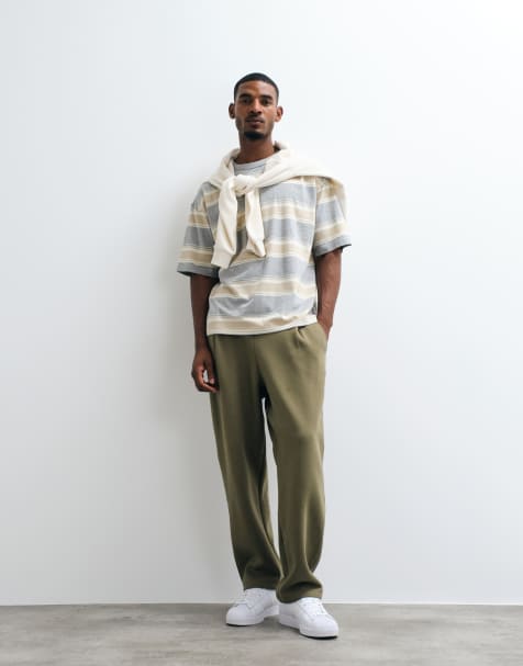 ASOS DESIGN lockere, zulaufende Jogginghose mit Falten in Olivgrün - view 1