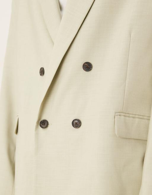 ASOS DESIGN – Lockere, zweireihige Oversize-Anzugjacke in Salbeigrün mit Leinen-Optik, 5 von 5