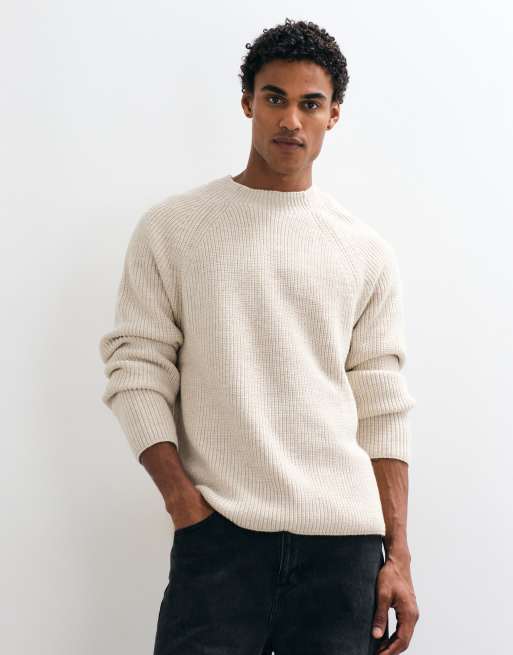 ASOS DESIGN lockerer gerippter Strick-Rollkragenpullover in Cremeweiß, 2 von 5