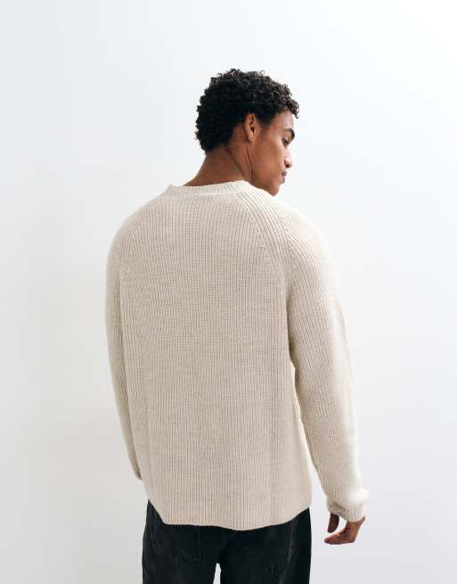 ASOS DESIGN lockerer gerippter Strick-Rollkragenpullover in Cremeweiß, 5 von 5
