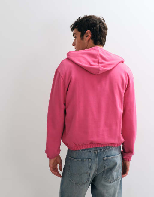 ASOS DESIGN lockerer Kapuzenpullover mit Kordelzug in Pink-Waschung, 3 von 5