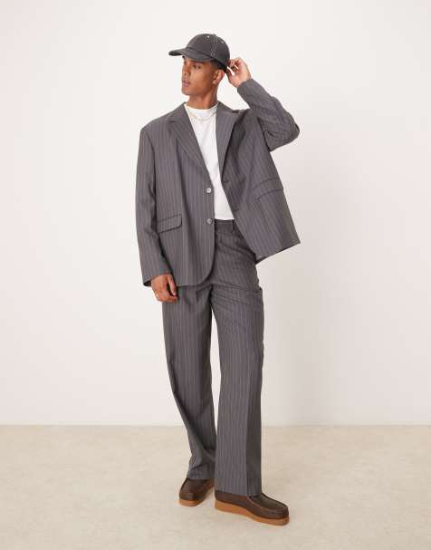 ASOS DESIGN – Lockerer Oversize-Anzug in Anthrazit mit Nadelstreifen - view 1