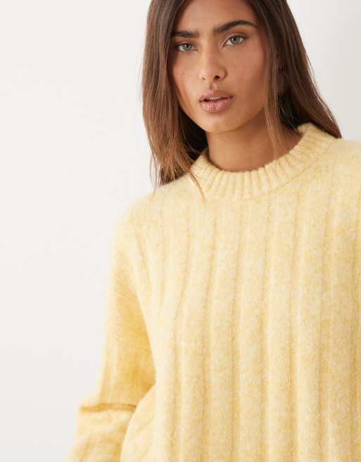 ASOS DESIGN lockerer Strickpullover mit Rundhalsausschnitt in Buttermilch, 3 von 4