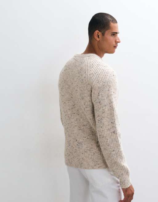 ASOS DESIGN lockerer Strickpullover mit Rundhalsausschnitt und Noppen in Oatmeal, 3 von 5