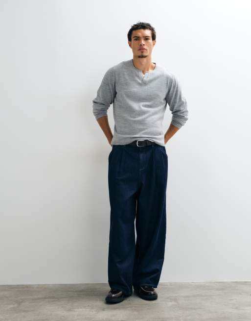 ASOS DESIGN lockerer Strickpullover mit V-Ausschnitt in Grau, 2 von 5